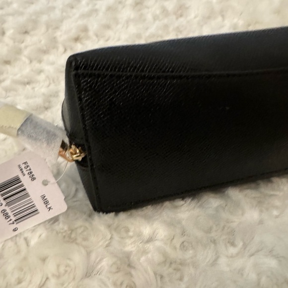 NEW Large Black Leather Cosmetic Bag Gold Zipper - Picture 4 of 11